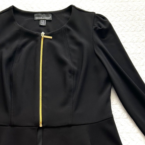 Frank Lyman Zip Front Peplum Hem L/S Black Jersey Jacket Size 10 MadeInCanada! - Picture 5 of 15